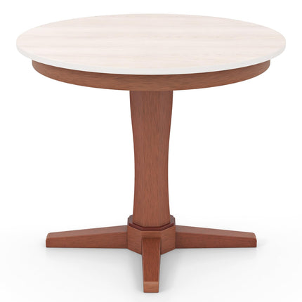 Dreamade Round Dining Table, 36” Kitchen Table with Base, Solid Rubber Wood Frame, Breakfast Table for 4 People
