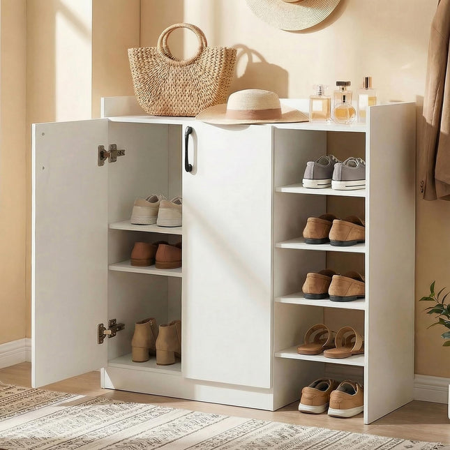 Dreamade Wooden Shoe Storage Organizer w/2 Doors for Entryway