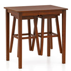 Dreamade Bar Table and Chairs Set - 3-Piece Counter Height Dining Table Set with Hangable Bar Stools