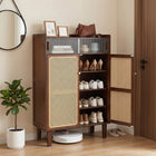 Dreamade Bamboo Shoe Cabinet w/Woven Rattan Doors