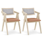 Dreamade Wooden Dining Chairs Set of 2, Mid Century Upholstered Kitchen Chairs w/Leathaire Seat Cushions