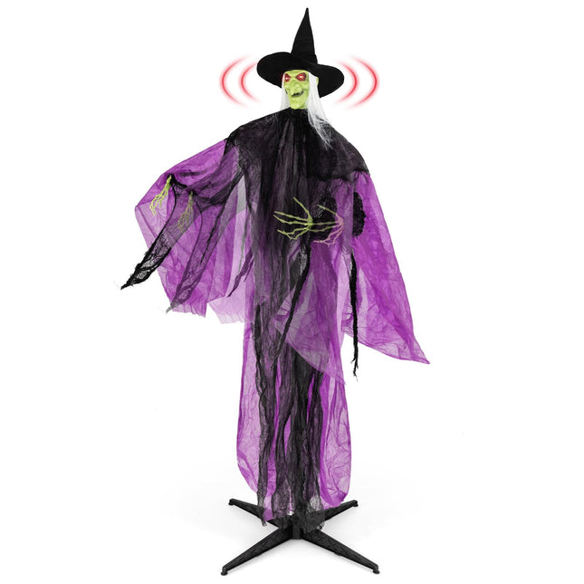 Dreamade 7.2 FT Halloween Animatronic Witch, Animated Standing Poseable Figure with Light up Eyes