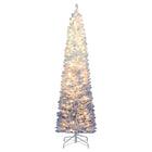 Dreamade 6FT / 7FT Blue Gradient Snow Flocked Christmas Tree with Warm White LED Lights