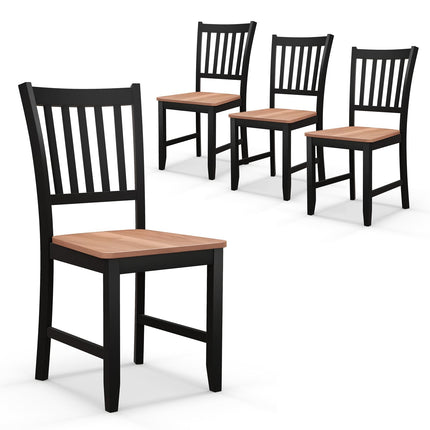 Dreamade Wooden Dining Chairs Set of 4, Farmhouse Kitchen Chair with Rubber Wood Legs