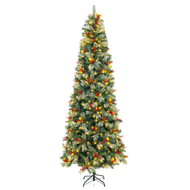 Dreamade 9ft Pre-Lit Artificial Christmas Tree, Hinged Xmas Tree with 1416 PVC & Pine Needles