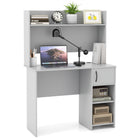 Dreamade Computer Desk with Hutch, Home Office Desk with Storage Cabinet & Adjustable Shelf