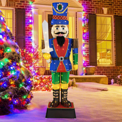 Dreamade 6 FT Lighted Nutcracker with Sword, Life-Size Soldier Christmas Decoration with 110 LED Lights