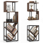 Dreamade 6-Tier Bookshelf | Industrial S-Shaped Geometric Bookcase with Open Display Shelves