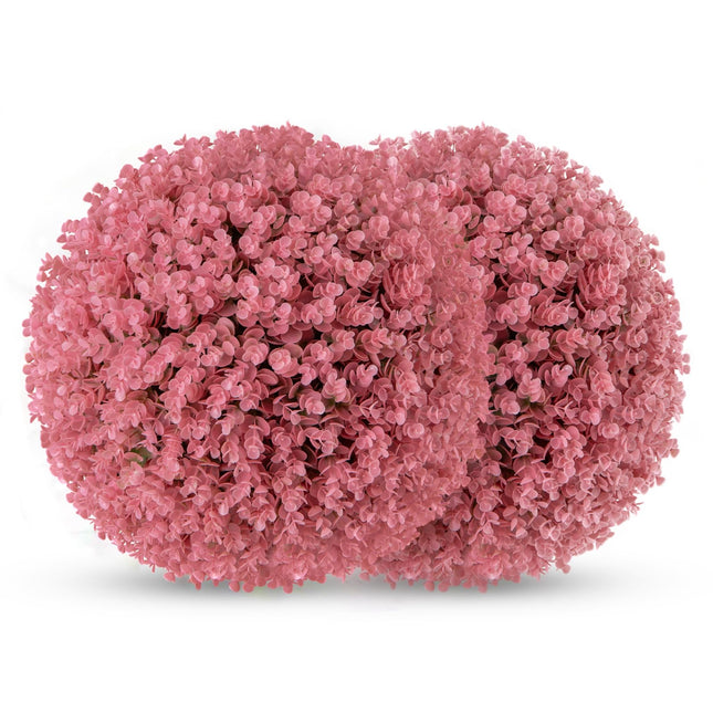 Dreamade 2 PCS Artificial Plant Topiary Ball, 17.5'' Pink Faux Eucalyptus Decorative Balls for Wedding Home Decor