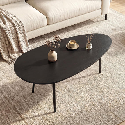 Dreamade Oval Coffee Table | Mid Century Modern Center Table with Sturdy Metal Frame and Compact Design