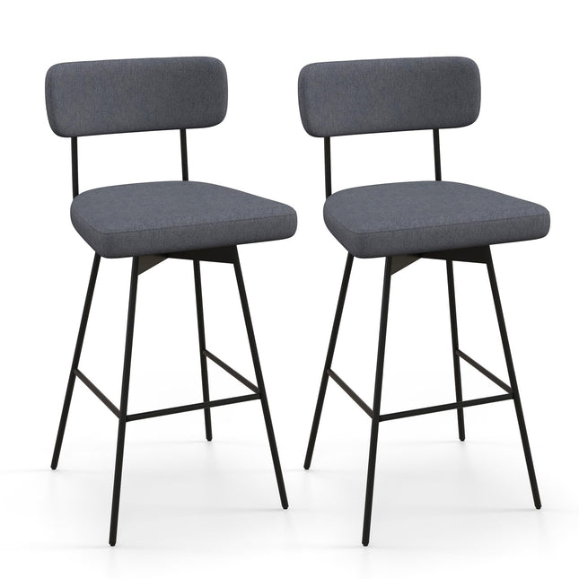 Dreamade Swivel Bar Stools, Upholstered Bar Height Bar Chairs w/Padded Seat & Backrest