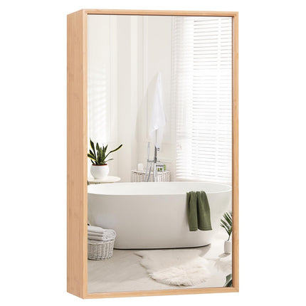 Dreamade Medicine Cabinet Mirror, Bathroom Wall Cabinet with Reversible Single Door, 2 Adjustable Shelves