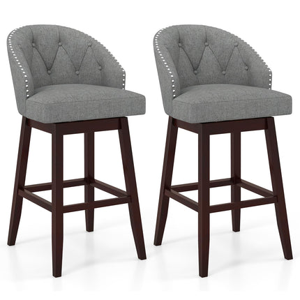 Dreamade Modern Upholstered Bar Stools Set of 2/4, 31" Bar Height Swivel Kitchen Stools w/Button-Tufted Back