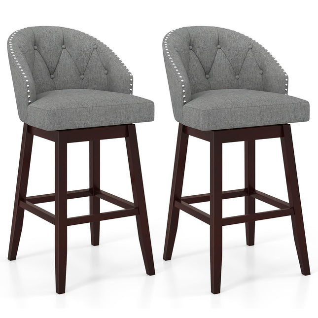 Dreamade Modern Upholstered Bar Stools Set of 2/4, 31" Bar Height Swivel Kitchen Stools w/Button-Tufted Back