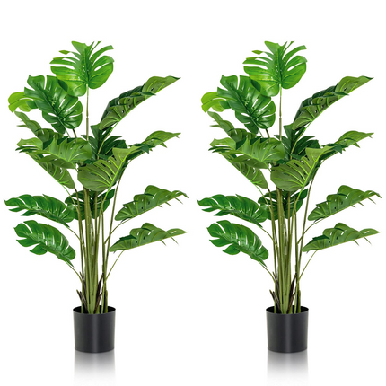 Dreamade Artificial Monstera Deliciosa Plant, 5ft Tall Fake Tropical Palm Tree w/15 Pcs Different Turtle Leaves - DreamadeUS