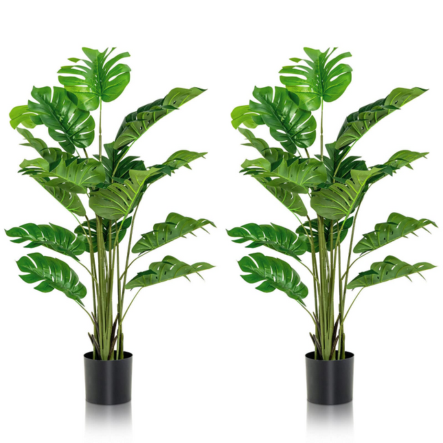 Dreamade Artificial Monstera Deliciosa Plant, 5ft Tall Fake Tropical Palm Tree w/15 Pcs Different Turtle Leaves - DreamadeUS