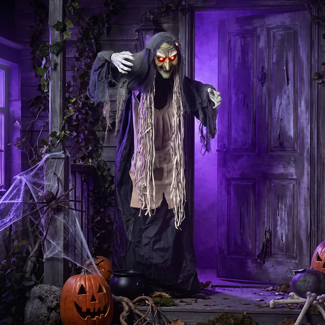 DREAMADE 5.3 FT Standing Halloween Witch w/ Creepy Sounds