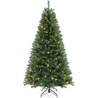 Dreamade 7ft Pre-Lit Christmas Tree, Artificial Hinged Xmas Tree with 250 Warm White LED Lights