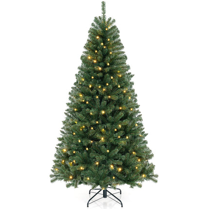 Dreamade 7ft Pre-Lit Christmas Tree, Artificial Hinged Xmas Tree with 250 Warm White LED Lights