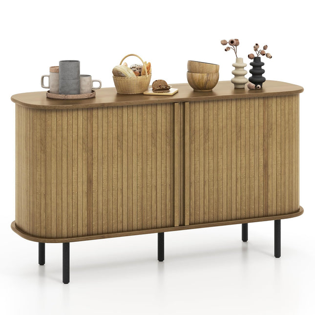 Dreamade Kitchen Storage Cabinet, 47” Buffet Cabinet with Storage, Wooden Sideboard w/ 2 Sliding Tambour Doors
