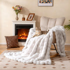 Dreamade Luxury Fuzzy Plush Rabbit Fur Bubble Blanket for Armchair