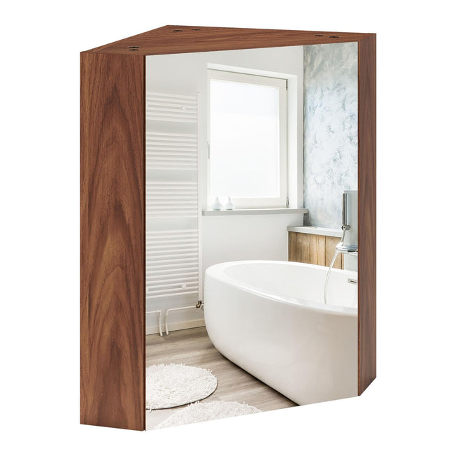 Dreamade Corner Medicine Cabinet, 23.5” Over The Toilet Storage Cabinet with Mirror Door, Adjustable Shelf