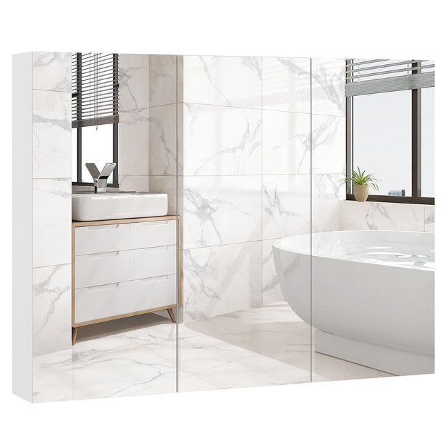 Dreamade Wall Mounted Medicine Cabinet with 3 Frameless Mirrored Doors & Mounting Hardware
