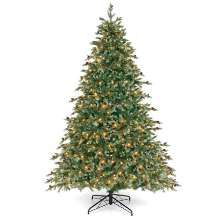 Dreamade 7ft Pre-Lit Artificial Christmas Tree, Hinged Full Xmas Pine Tree with 340 Warm White LED Lights