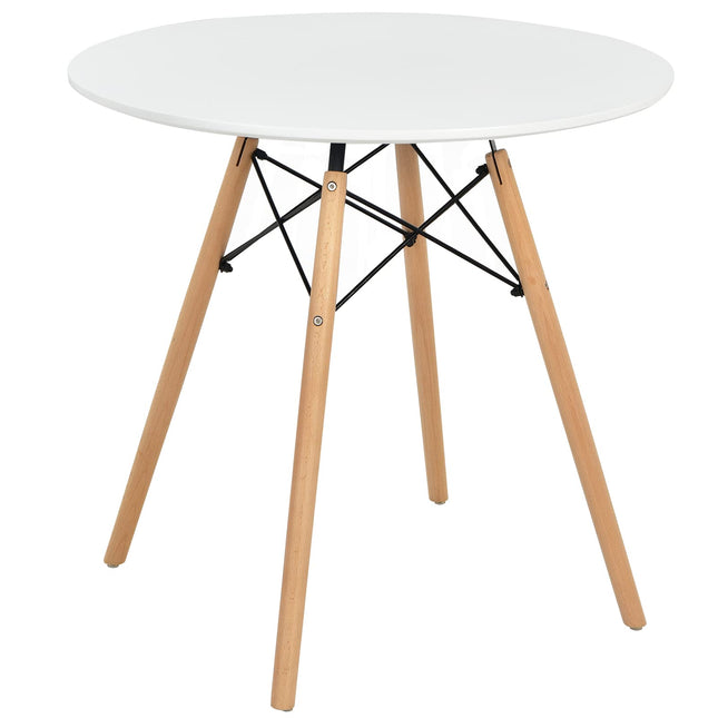 Dreamade Dining Table, Round Dining Room Table with Solid Beech Wood Legs