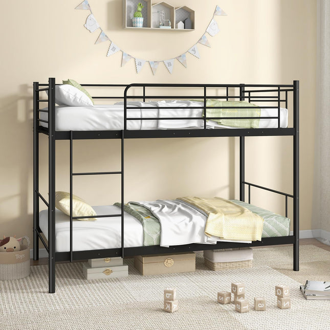 Dreamade Metal Bunk Bed Twin Over Twin, Bunk Beds for Kids, Teens & Adults Bunk Bed with Stairs