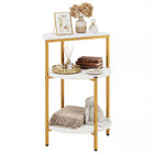Dreamade 3-Tier Round Side Table - Wood Bedside Sofa End Table with Storage Shelves & Metal Frame