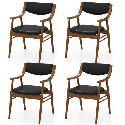 Dreamade Wooden Dining Chairs Set of 2/4, PU Leather Upholstered Kitchen Chairs w/Padded Seat & Back
