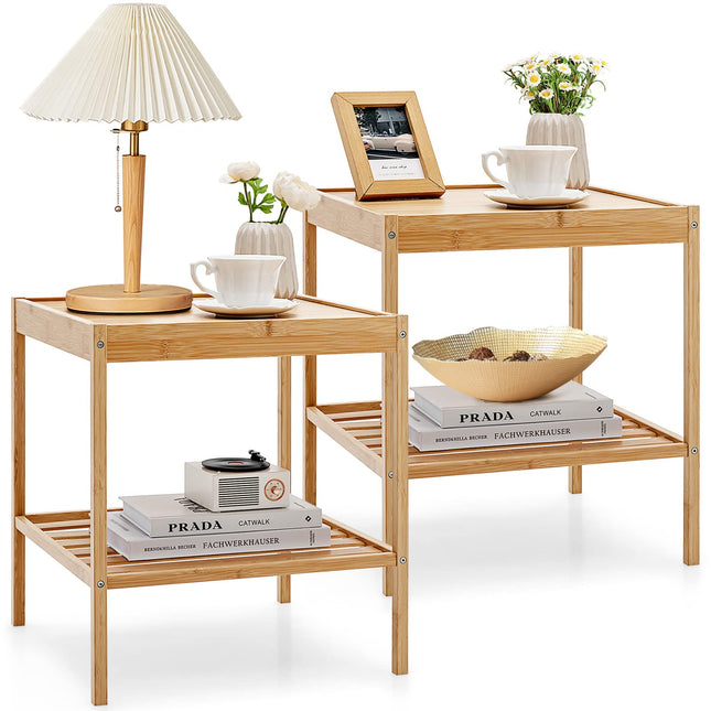 Dreamade Bamboo Nightstands Set of 2