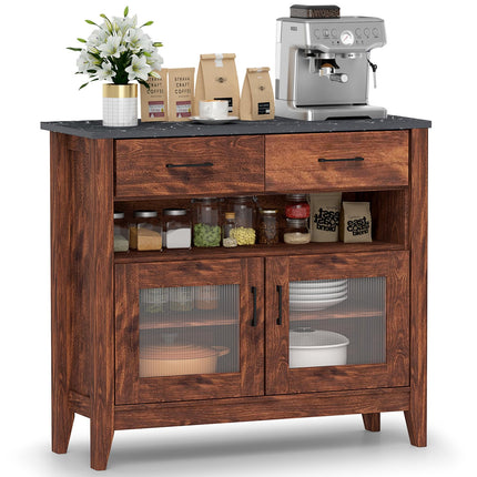 Dreamade Sideboard Buffet Cabinet, Coffee Bar Cabinet with 2 Drawers
