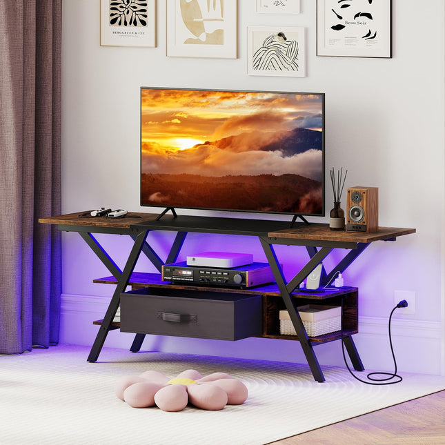Dreamade TV Stand with Power Outlets for 55-65 Inch TV