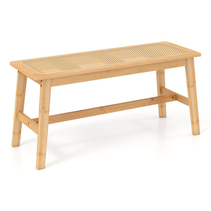 Dreamade 39.5" Bamboo Dining Bench with Handwoven Rattan Seat