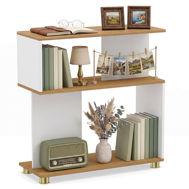 Dreamade 3-Tier Geometric S Shaped Bookcase with Open Storage Shelves (1/2)