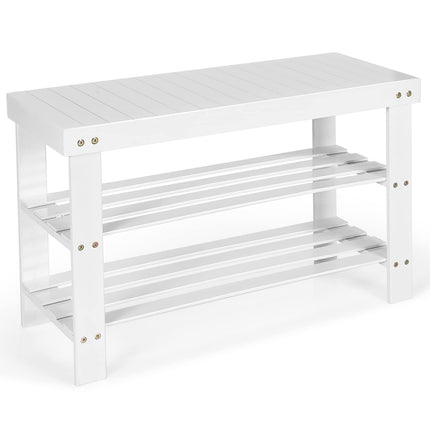 Dreamade Entryway Shoe Bench, Bamboo Shoe Shelf Organizer Holds up to 6 Pairs