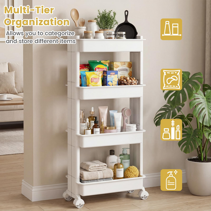 Dreamade 4 Tier Slim Rolling Storage Cart for Kitchen