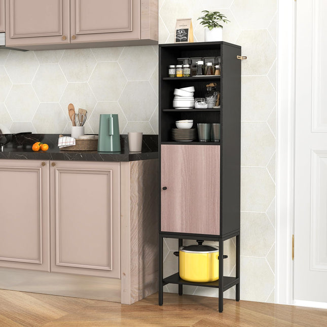 Dreamade 57” Tall Bathroom Storage Cabinet, Bathroom Floor Cabinet with Door, Adjustable Shelves & Foot Pads