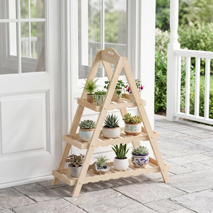 Dreamade 3-Tier Plant Stand Indoor | 28.5" Wood Flower Pot Plant Display Shelf