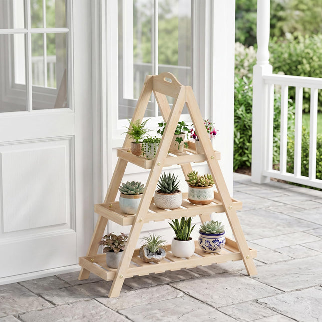 Dreamade 3-Tier Plant Stand Indoor | 28.5" Wood Flower Pot Plant Display Shelf