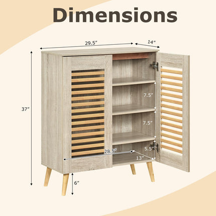 Dreamade Shoe Cabinet 4-Tier Shoe Rack Organizer Cabinet(Louvered Door)
