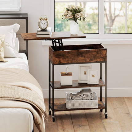 Dreamade End Table with Charging Station - Lift Top Narrow Side Table (1/2)