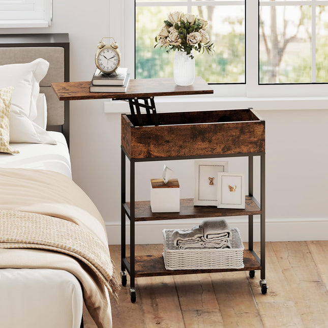 Dreamade End Table with Charging Station - Lift Top Narrow Side Table (1/2)