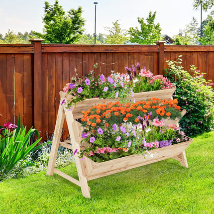 Dreamade Raised Garden Bed, Vertical Planter with Storage Shelf (Natural)
