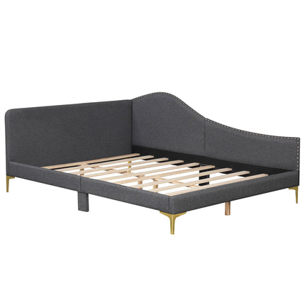 Dreamade Upholstered Daybed, Rivet-Tufted Platform Bed with Headboard