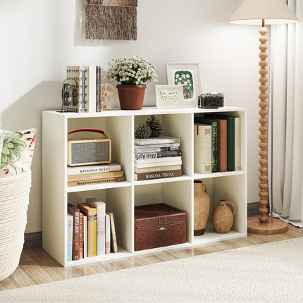 Dreamade 6-Cube Bookcase, 3-Tier Cubby Bookshelf, Horizontal Vertical Display Rack with Anti-Tipping Kits