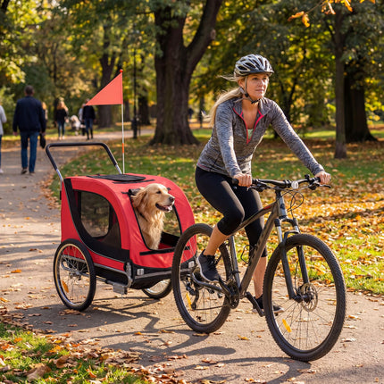 Dreamade 2-in-1 Dog Bike Trailer & Pet Stroller for Large Dogs PVC Rain Cover 176 lbs Capacity