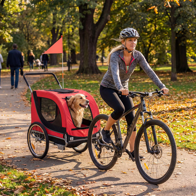 Dreamade 2-in-1 Dog Bike Trailer & Pet Stroller for Large Dogs PVC Rain Cover 176 lbs Capacity
